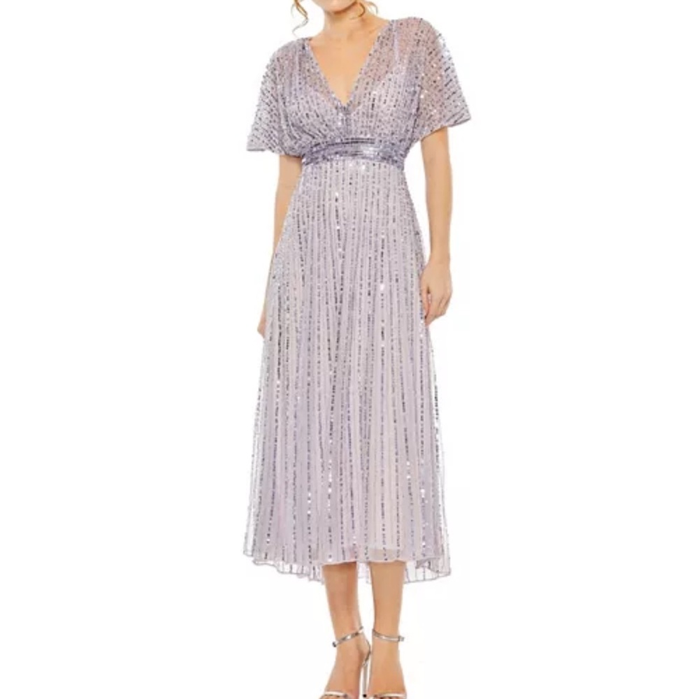 Mac Duggal Purple Midi Dress